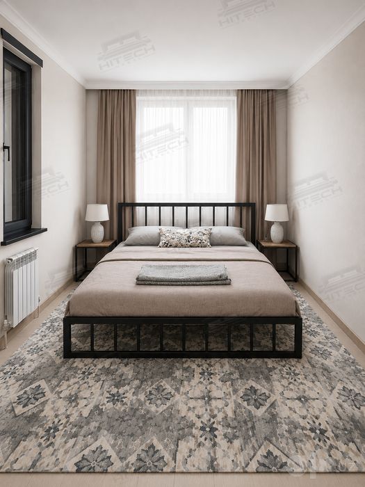 Двуспальная кровать LORINA ikki kishili kravat va matraslar loft temir
