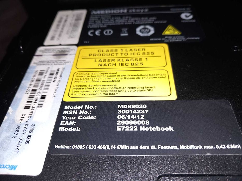 Laptop Medion Akoya E7222 (MD99030)/i7-2670QM/8Gb ddr3/750Gb HDD/17,1"