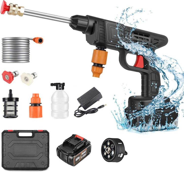 НОВА! Безжична акумулаторна водоструйка 90 bar с 6-в-1 дюза, 5м маркуч