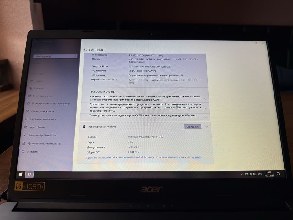 notebook acer aspire 3 IntelR Celeron R N4020 CPU  1.10GHz