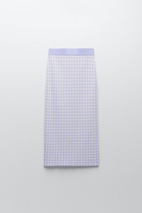 Fusta midi Zara tricot carouri