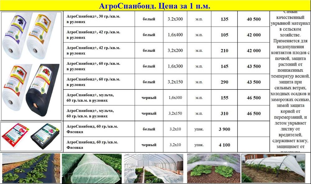 Агроспанбонд в рулонах (плотность 30, 42, 60 г/м²)