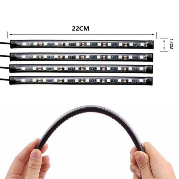 LED интериорно осветление за автомобил RGB 12V - 8 цвята/12 диода.