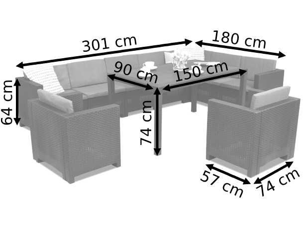 градински комплект 9части техноратан антрацит