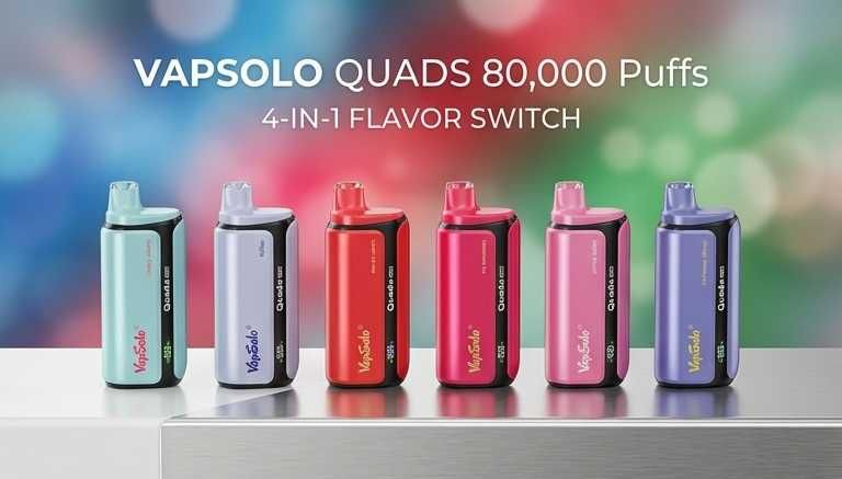 Vape VapSolo Quads 80000 Puffs 4 in 1 Reîncărcabil Premium 80k Fumuri