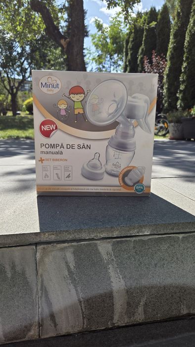 Pompă de sân manuală Minut Baby + Set Biberon Compact, BPA Free