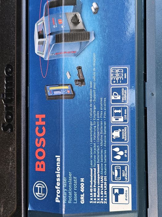 Laser rotativ Bosch GRL 400 H + LR 45 în L-BOXX 0601061805, sigilat