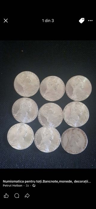 9 taleri Maria Theresia argint 0.833 28g bucata lot 1200 lei