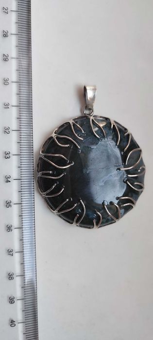 Серебряный кулон с крупным камнем МОХОВЫЙ АГАТ