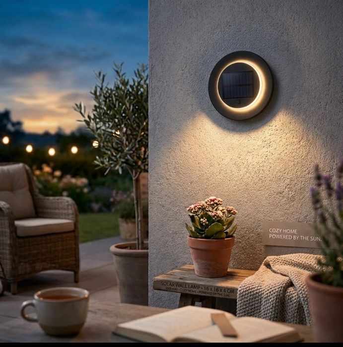 Lampă de perete solară, efect luminos la 360 grade