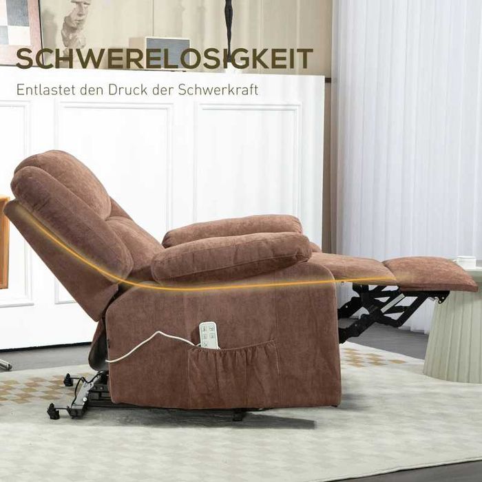 HOMCOM Фотьойл с асистент за повдигане, регулируема облегалка за глава