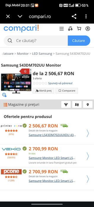Monitor Samsung 43", 4K - IMPECABIL