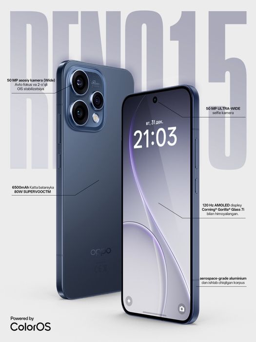 Oppo reno 15 5G 12/512 gb blue / white