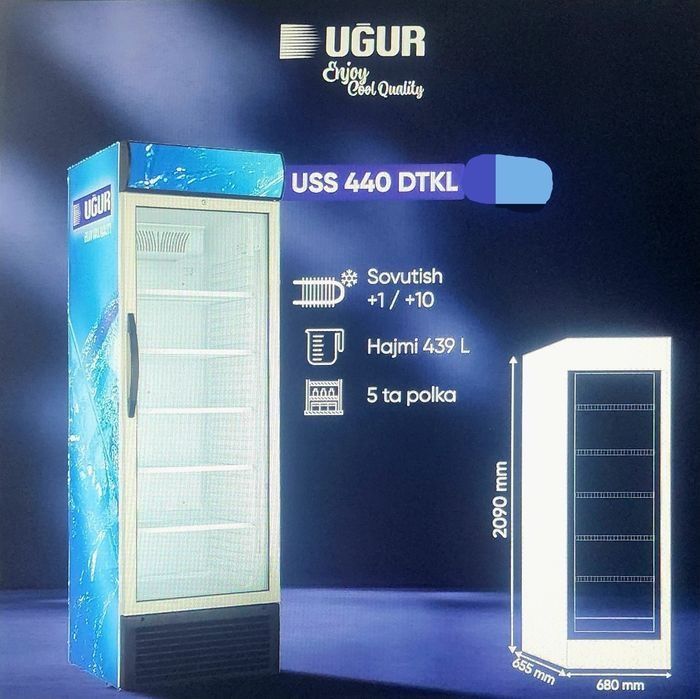 Витринный холодильник UGUR USS 440 DTKL — 439 литров