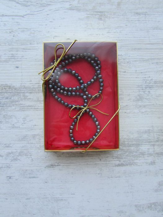 Естествени Черни Перли 78см  без закопчалка