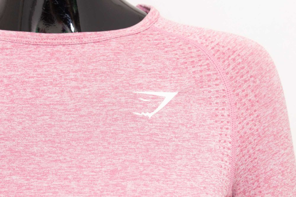 Gymshark комплект кроп топ розов и клин лилав висока талия за фитнес S