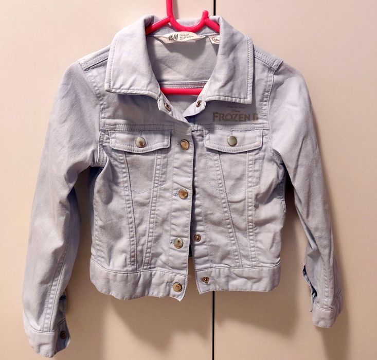 H&M Дънково яке с щампа, Елза Замръзнало кралство, размер 116