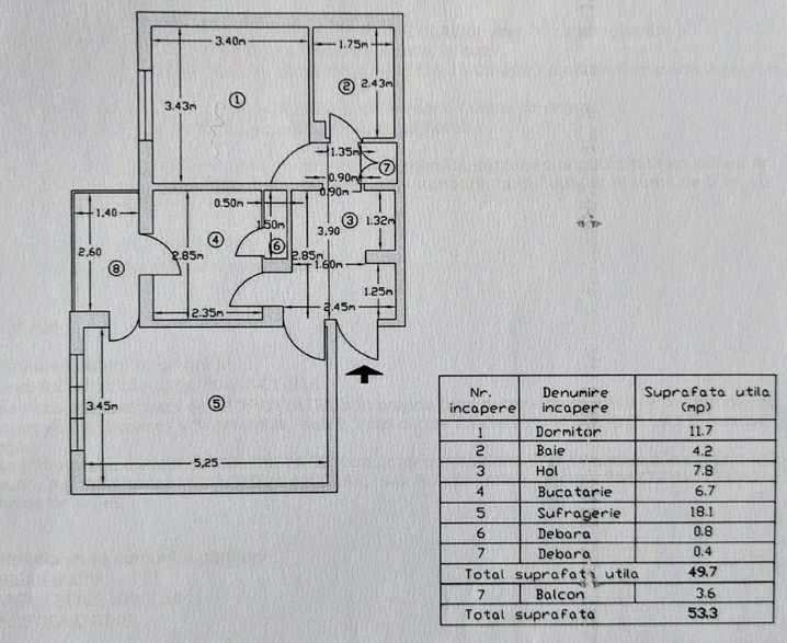 Particular vand apartament de 2 camere decomandat, etajul 3 din 3, în zona Negru Vodă - Stefan cel Mare, Curtea de Arges