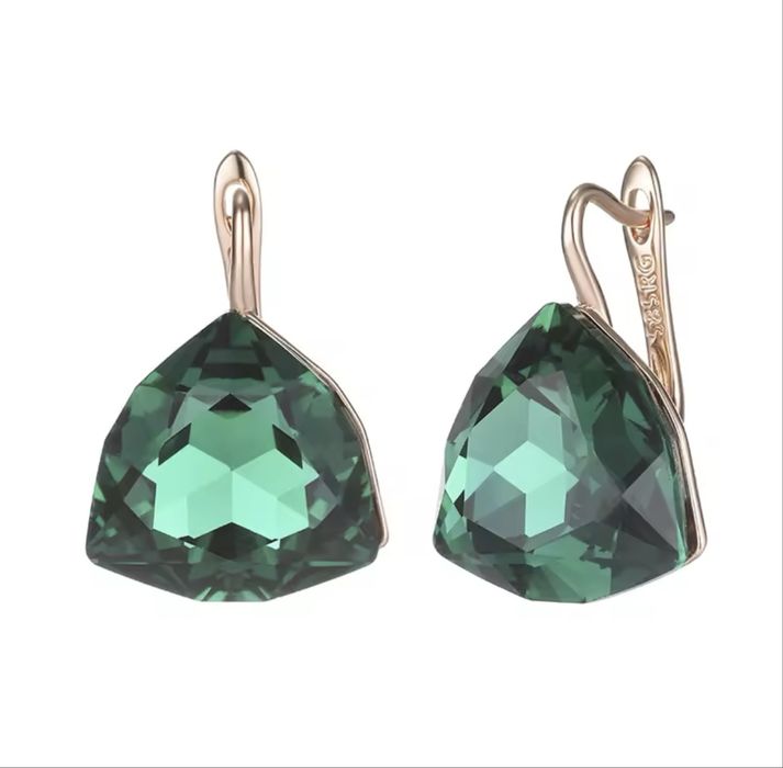 Cercei Luxury Verde Smarald Placati Aur 18k – Cadoul Perfect pentru EA