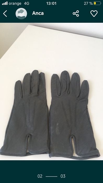 manusi de dama, din piele, gri