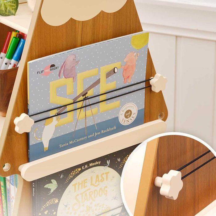 OOOK въртяща се на 360° кула за книги с 4 нива, тип "коледна елха"