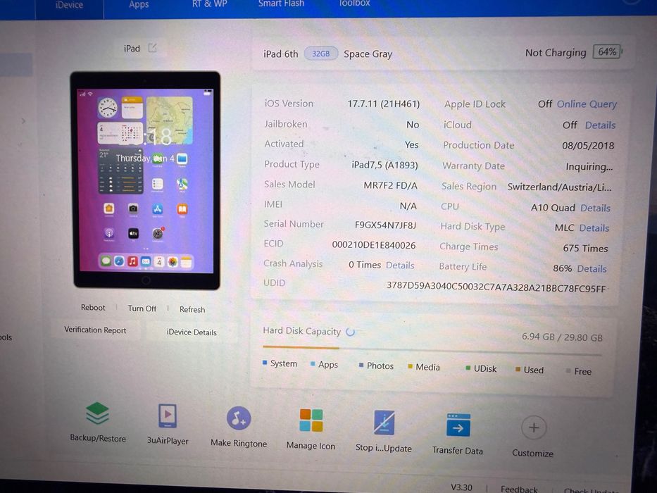 Tableta Apple iPad 6th Gen 32GB iOS 17