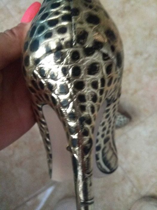 Musette 37 pantofi piele auriu metalizat