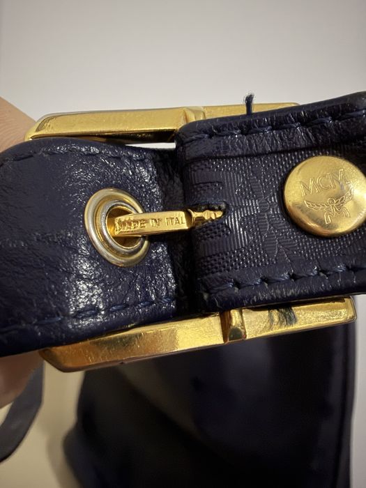 MCM Drawstring Bucket Bag Navy