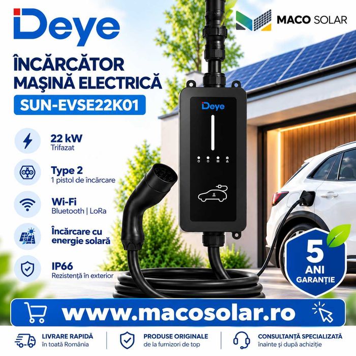 Statie de Incarcare Masina Electrica 22 kw Deye SUN-EVSE22K01