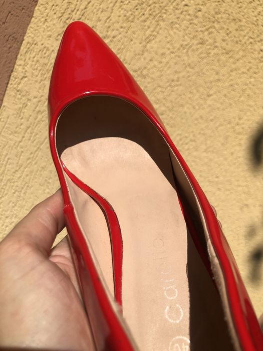 Pantofi lac roșu cu toc 9 cm
