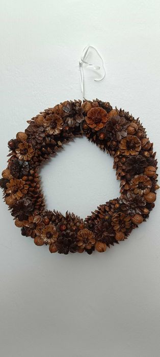 Coroniță decorativă rustică maro – 40 cm, handmade, unicat