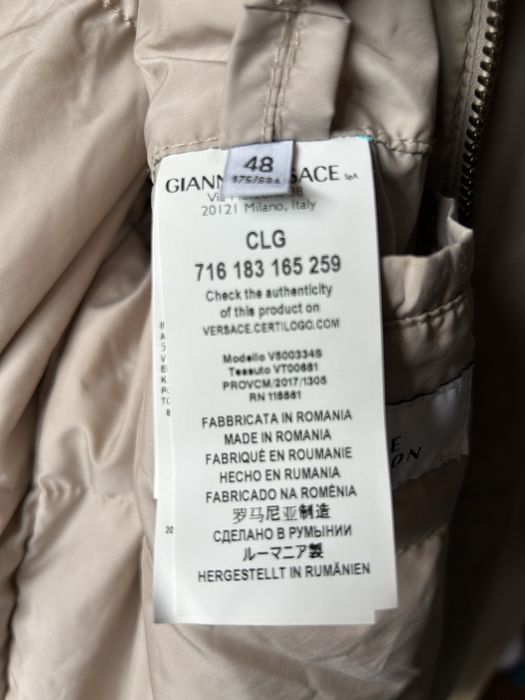Geaca Unisex Puffer Bej Versace de Toamna si Iarna