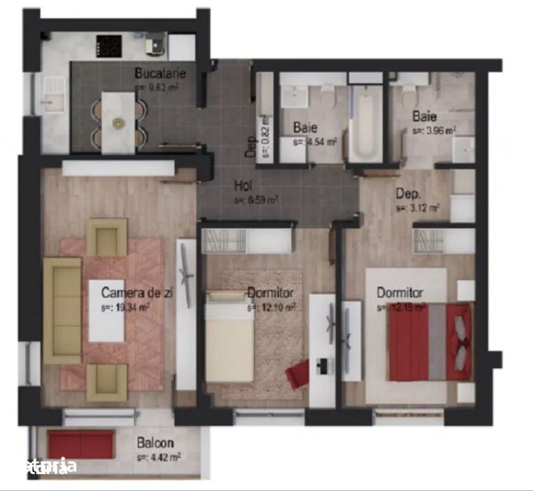 Apartament 3 camere nou/nemobilat - Casa Nobel Tractorul Coresi