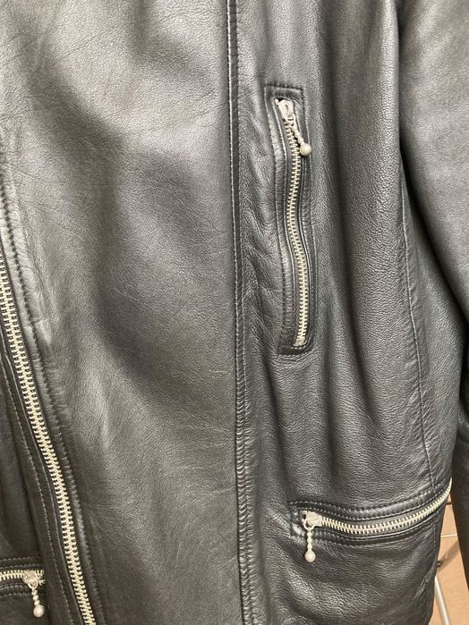 AllSaints Conroy Leather Biker Jacket ML058F - Ink Navy - естествена кожа