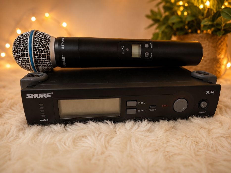 Shure SLX4 + SLX2 Beta 58A | Microfon Wireless Profesional | Cutie + Accesorii | Stare Excelentă
