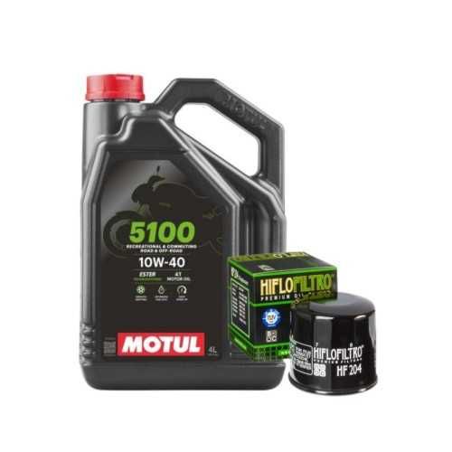 Kit schimb ulei moto Motul 7100 / 5100 10w40 si Hiflo HF204 / HF33