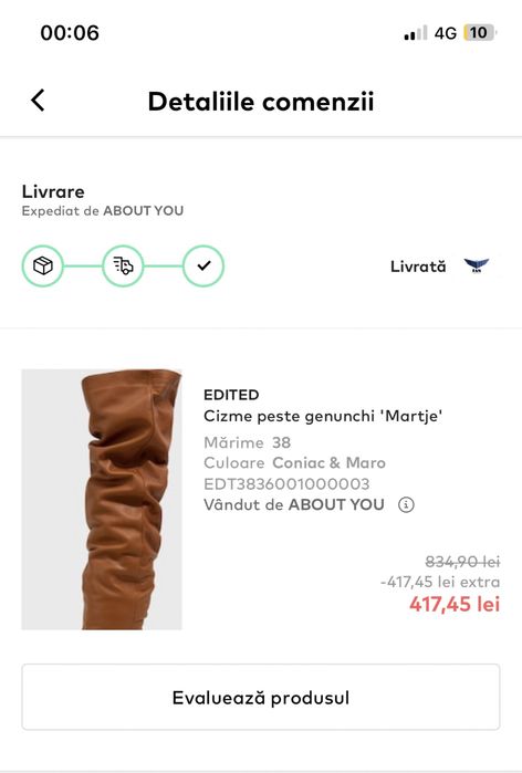 Cizme lungi maro piele About You