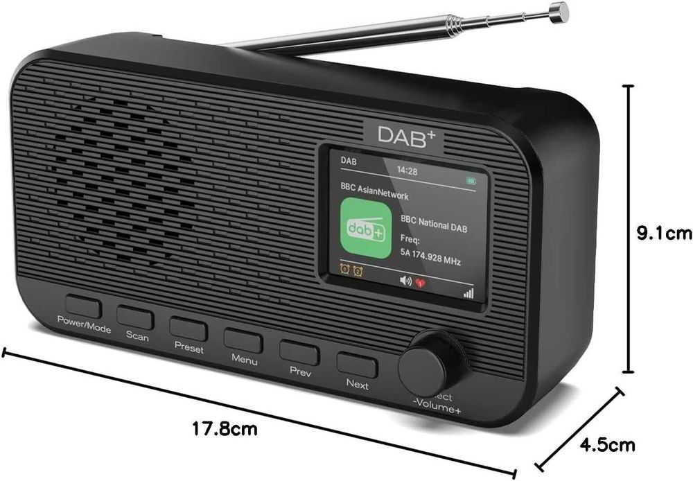 DAB радио с Bluetooth, презареждащо се цифрово FM радио, преносимо DAB+ радио с батерии