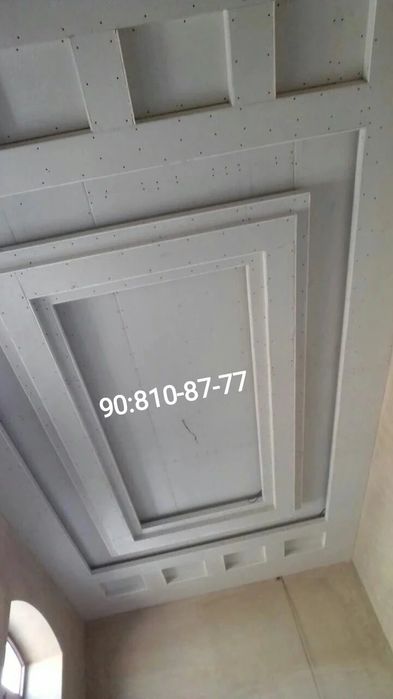 Гипсокартондан девор пергоротка потолок фигура малярка киламиза