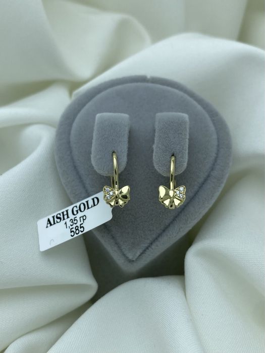 Детские серьги 585 золото, кизлар учун зираклар 585 тилла