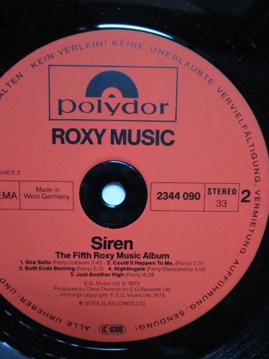 vinil Bryan Ferry Roxy Music  made W.Germany