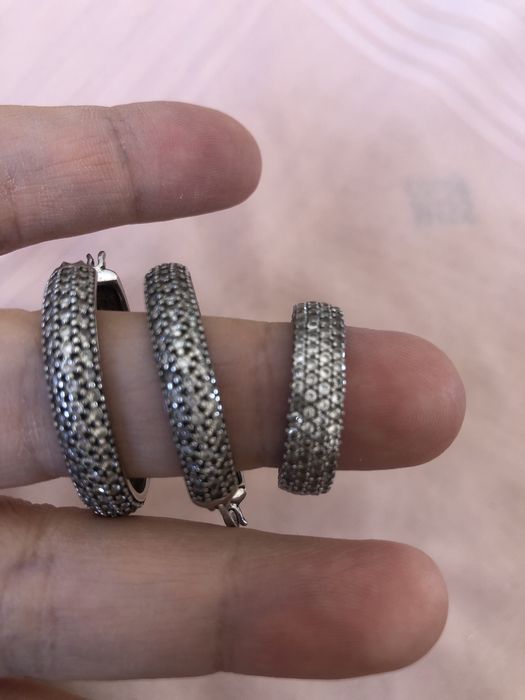 Серебро, набор, браслет, серьги, кольцо