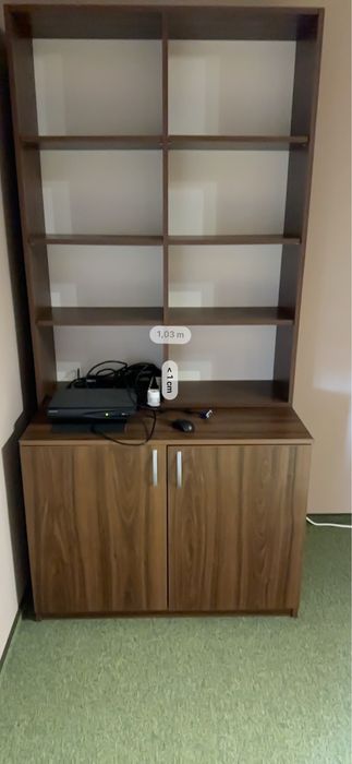 Dulap birou cu bibliotecă / etajeră rafturi - nuanță lemn