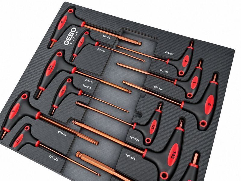 Модул за шкаф с торкс имбус в инч с дръжка т, 18 части gebo tools
