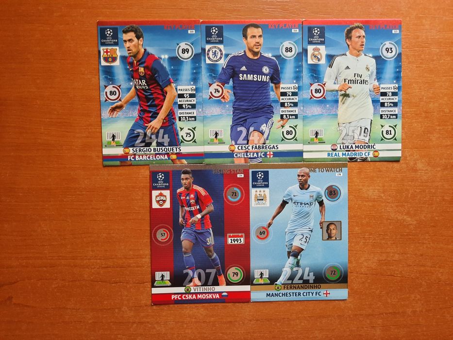 Lot 38 Cartonașe Panini Adrenalyn XL Champions League 2014/2015 – Stare Excelentă (Buffon, Pirlo, Ibrahimović, Modrić)