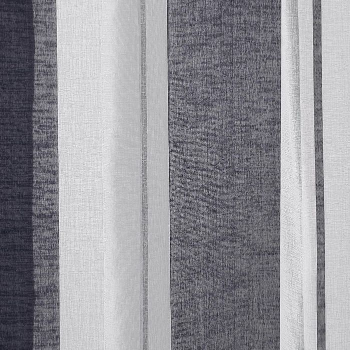 Perdele Topfinel Alb Gri cu Dungi 140x240 cm Set 2 Bucăți Semi-Transparente