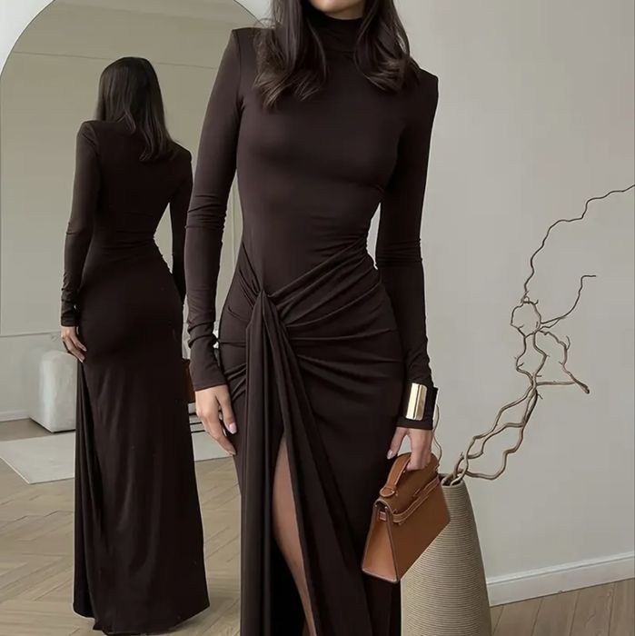 Коричневое платье размер S