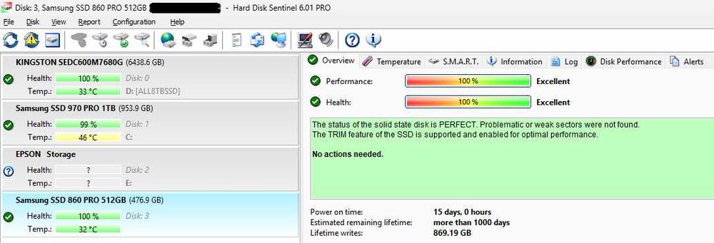 4x SODIMM Samsung 16GB DDR4-3200 64GB RAM Laptop, SSD 512GB Samsung 860 PRO, SSD 500GB 860 EVO S-ATA3