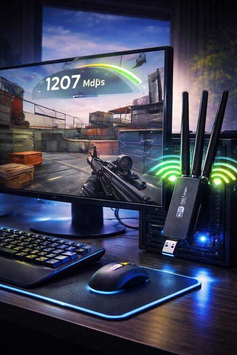 Акция!!USB WiFi адаптер 5G (2.4/5 GHz). Скорость до 1300 Мбит/с.