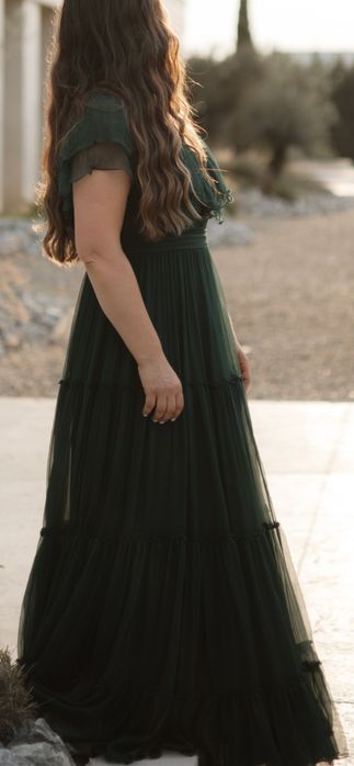 Rochie mătase naturală verde Pin Handmade